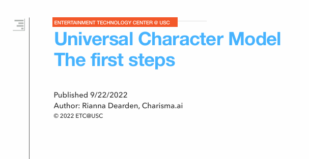 Universal Character Model - The First Steps